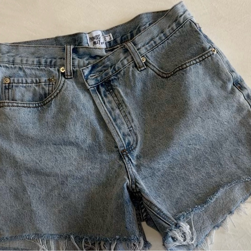 Princess Polly High Waist Denim Shorts - Light Blue